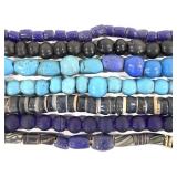 Glass And Stone Beaded Blue Necklaces Seven