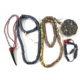 3 Glass Bead Necklaces Horn w Bead & Glass