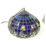 20"x13" Dark Blue Floral Stained Glass Hang Shade