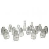14 Assorted Clear Glass Lamp Shades & Chimney