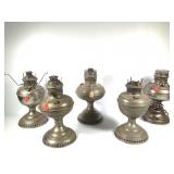 5 Nickel Plated Oil Lamps B&H Naugatuk Perfection