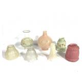 7 Vintage Oil & Electric Lamp Chimneys & Shades