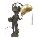 Figural Boy Statue Lamp w/ Conch Shell Shade