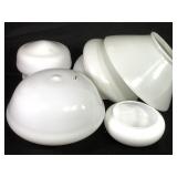 7 Various Size & Shape White Glass Shades