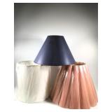 3 Large Lamp Shades Blue & White & Pink