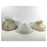 3 Clear & Satin Glass Decorated Oil Lamp Shades