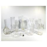 12 Mixed Size & Style Oil Lamp Chimneys