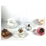 Mixed Lot Oil Lamp Chimneys & Fonts