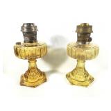 2 Aladdin Corinthian Oil Lamps Amber