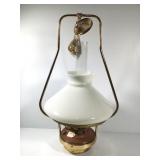 Hanging Oil Lamp w/ Milk Glass Shade & Chimney