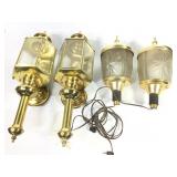 4 Carriage Style Outdoor Lights Bevel & Embossed