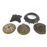 Cast Iron Ornate Lamp Bases & 1 Wood