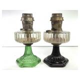 2 Aladdin Corinthian Oil Lamps w/ Clear Fonts