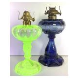 Fluorescent AMLC & Dark Blue Glass Oil Lamps