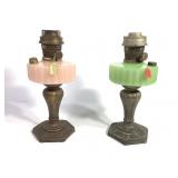 Pair of Aladdin Model B Majestic Metal Base Lamps