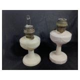 2 Aladdin Ivory Alacite Lincoln Drape Oil Lamps