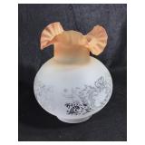B&P Peach Tint & Etched Filigree Glass Lamp Globe