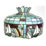 Lg Ocean Scene Stained Glass Hanging Light Fixture