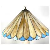 Feather Pattern Caramel & Blue Stained Glass Shade