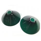 Matching Pair Cased WhiteGreen Student Lamp Shades