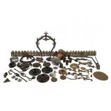 Large Lot of Brass & Cast Iron Lamp Parts