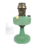 VTG Aladdin Green Moonstone Diamond Quilt LampB-86