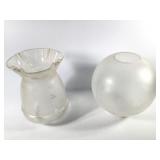 Fine Pair Etched Satin Glass Oil Lamp Shades