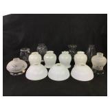Milk Glass Iridescent Clear Glass Shades 13 Total
