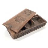 Carved Wood Box With Metal Hinge