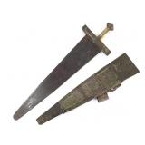 Senufo Sword W/ Brass And Leather Yawiige Sheath