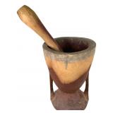 Standing Wood Mortar And Pestle