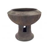 Nigerian Pot With Pedestal And Incised Designs