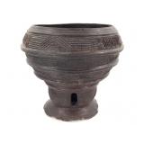Cameroon Footed Ceramic With Incised Design