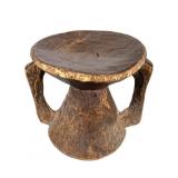 Carved Wood Footed Stool