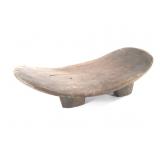Carved Wood Low Seat w 4 Integral Legs
