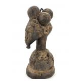 Wood Woman Carved Bust With Lizard On Back