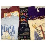 7 Disney T-Shirts Size L + Disney Drawstring Bag