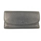 Coach Pebble Leather Checkbook Wallet Black