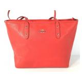 Coach Red Leather City Zip Tote