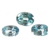 Zircon Green Blue OV 1.77 CT & 2 Blue Oval 1.65 CW