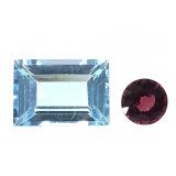 3.55 Ct Emerald Cut Topaz & .55 Ct RC Dk Rd Spinel