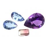 2 BL Beryl & Amethyst Pear Tri Col Candy Tourmalin
