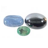 Cabs Kyanite 4.43 CT Emerald 1.75 CT Hematite 18.9