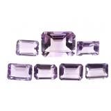 8 Emerald Cut Lt & Med Purple Amethyst Gemstones
