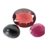 Ruby 1.15 CT Spinel 3.2 CT  & Black Gemstone Cab