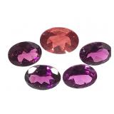 Oval Cut Rd Labradorite .95 Ct 4 Rhodolite Garnets