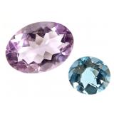 OV Cut Amethyst 5 CT & Rd London BL Topaz 1.5 CT