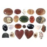 13 Cabochons + 10 - Polished Jade Red Jasper