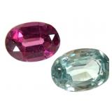 Bl-Gr Sapphire 1.68 CT & Rhodolite Garnet 1.68 CT