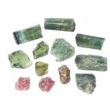 10 Pc Green & 2 Pink Tourmaline 9.96 Grams